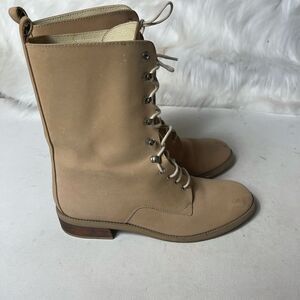 Flings leather suede camel Prairie lace up boots size 7